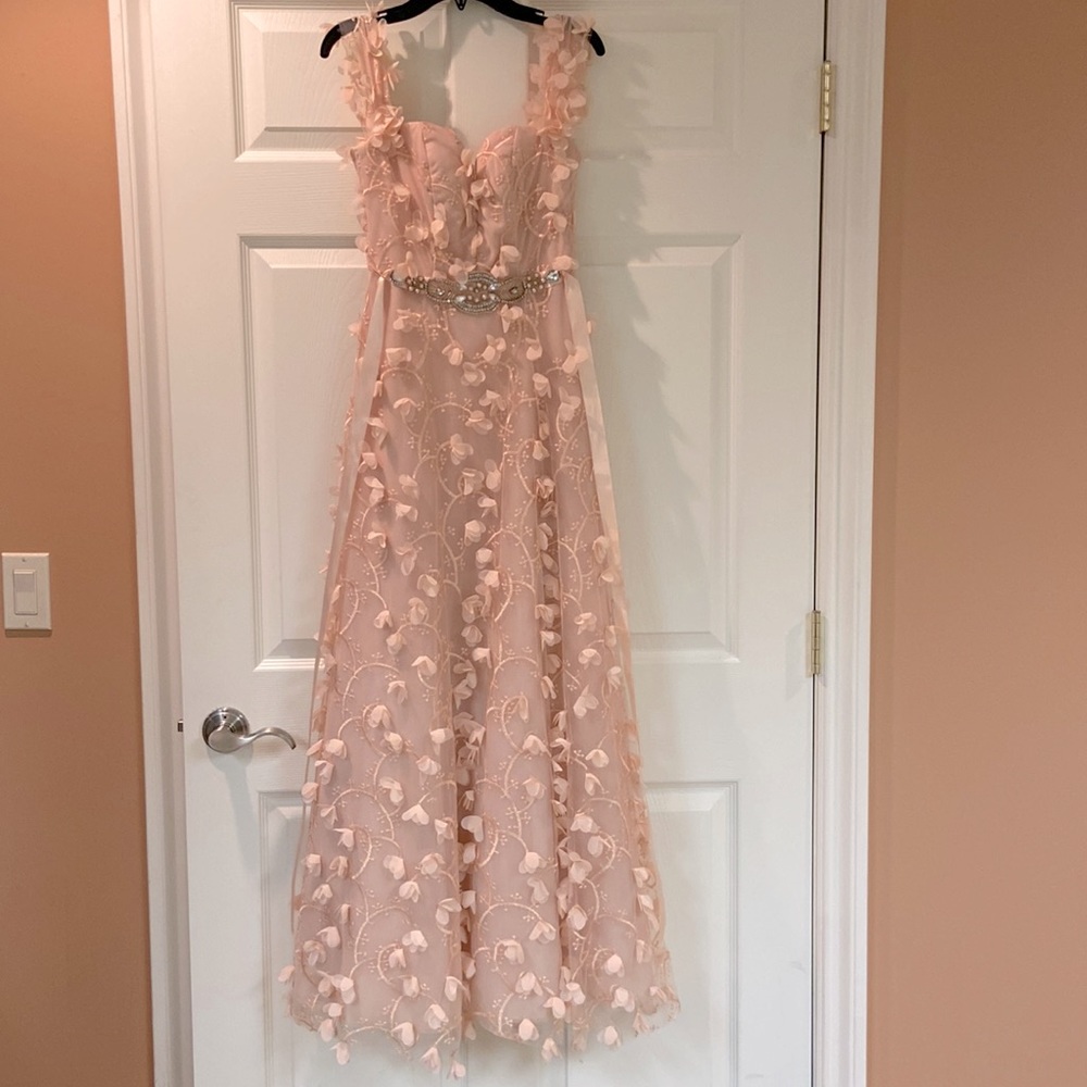 Rose Pedal Dress with Pearly Beads
